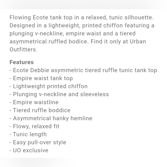 Ecote Debbie Asymmetrical Tiered Ruffle Tunic Tank Top, Blue Floral Motif, XS - Picture 5 of 9